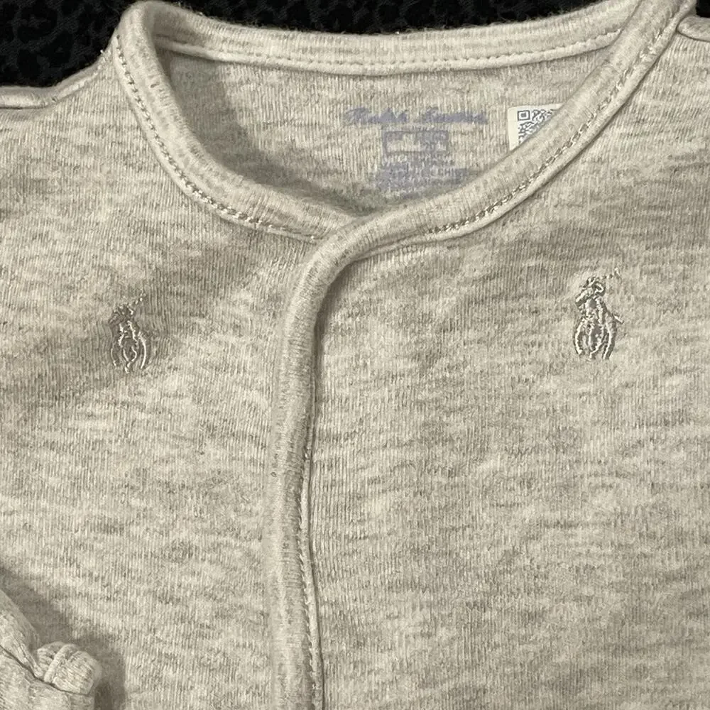 Ralph Lauren Boys One Piece Romper 6M Baby Lot Of 2 Outfits Cotton Blue Gray